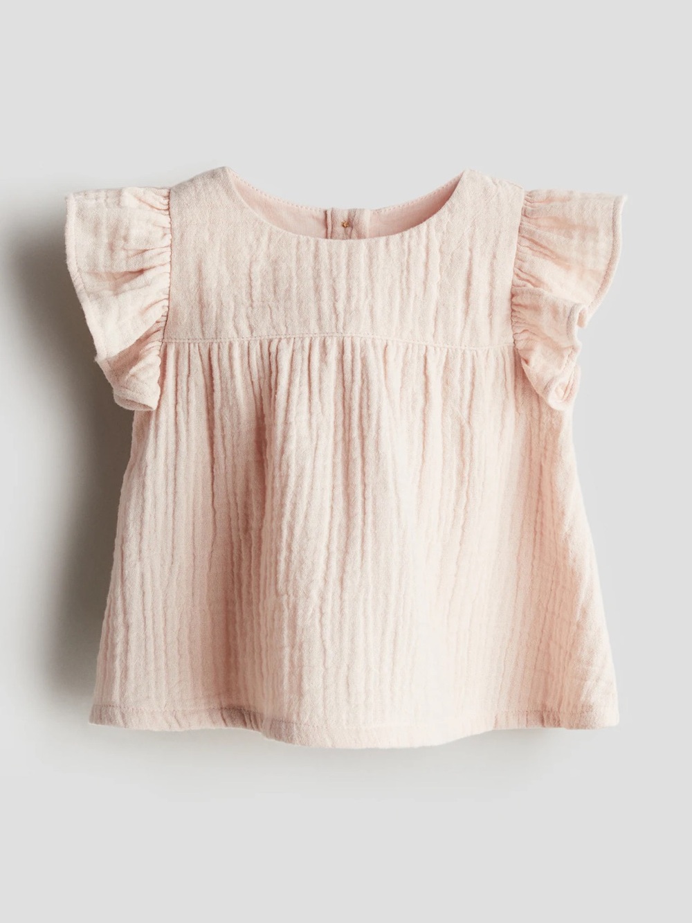 H&M Baby Girls' Light Pink Ruffle Sleeve Muslin Blouse